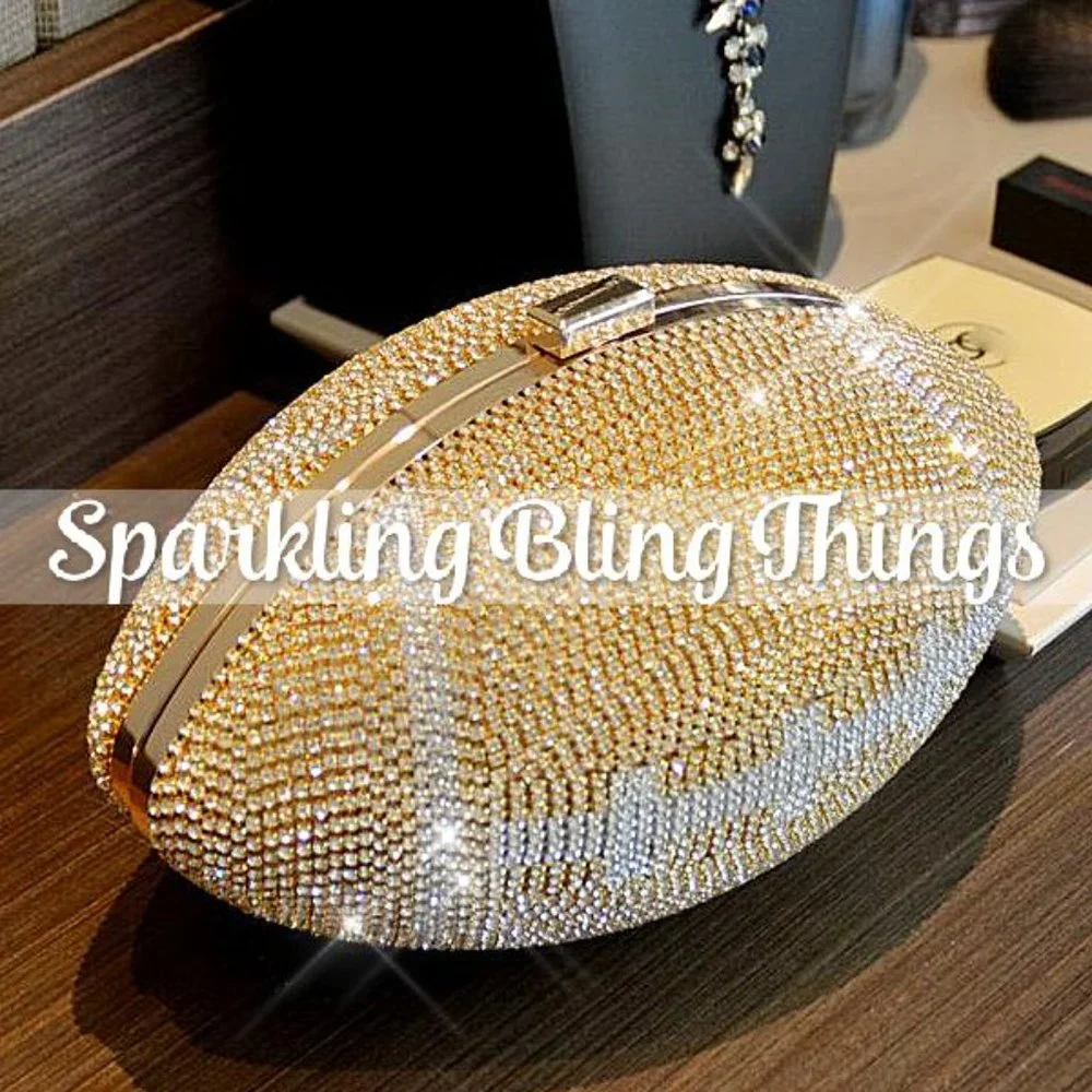 NWT Sparkling Bling Swarovski Crystal Football Clutch Purse Bag Super Bo… - Picture 3 of 7
